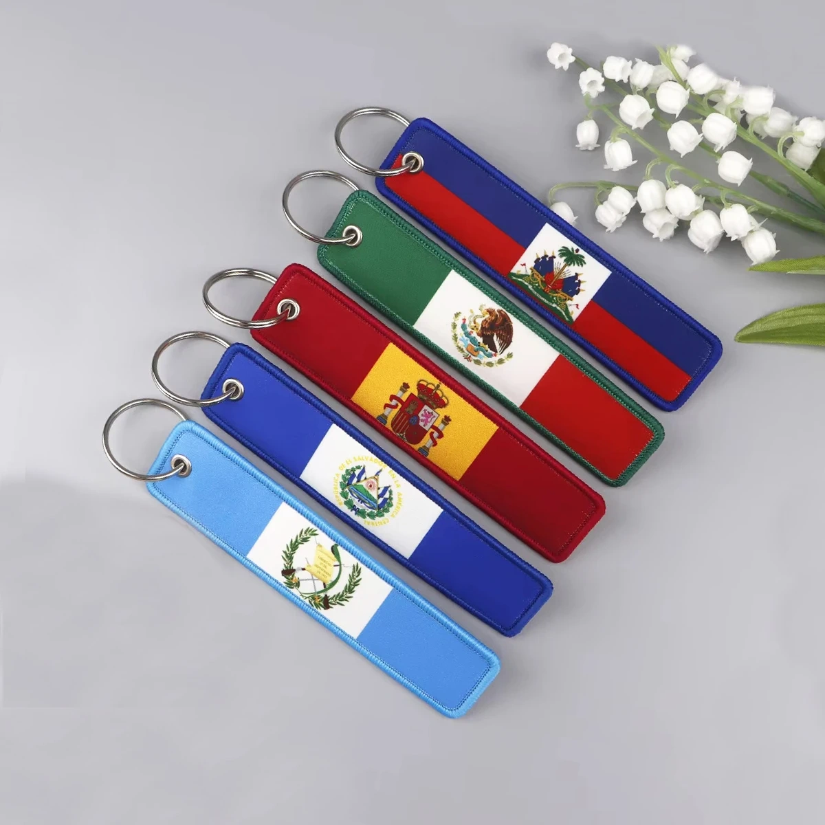 Personalized Keychain Double Sided Embroidery Label Anime Flag Namel Tag Custom Embroidery Keychain Anime Embroidered Key Chain
