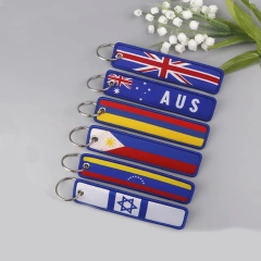 Personalized Keychain Double Sided Embroidery Label Anime Flag Namel Tag Custom Embroidery Keychain Anime Embroidered Key Chain