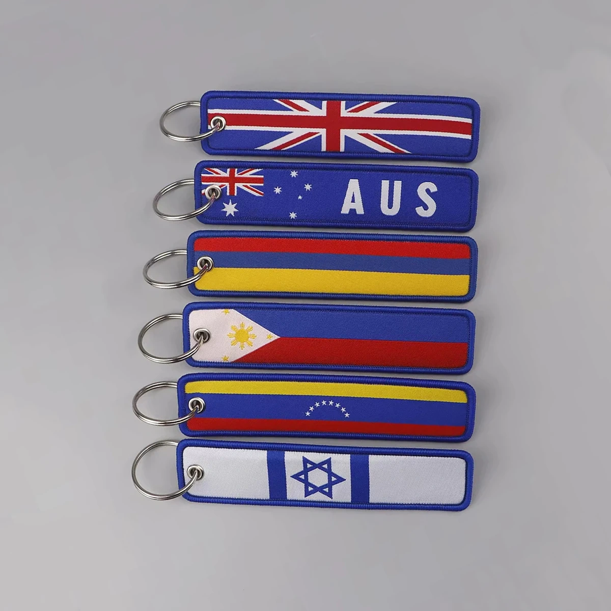 Personalized Keychain Double Sided Embroidery Label Anime Flag Namel Tag Custom Embroidery Keychain Anime Embroidered Key Chain