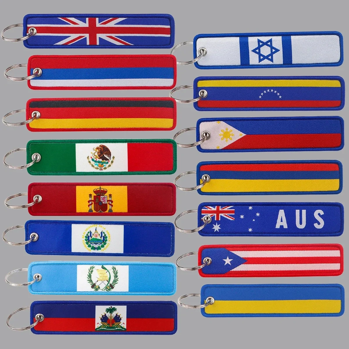 Personalized Keychain Double Sided Embroidery Label Anime Flag Namel Tag Custom Embroidery Keychain Anime Embroidered Key Chain