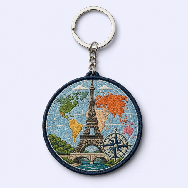 Travel Souvenir Embroidered Keychain