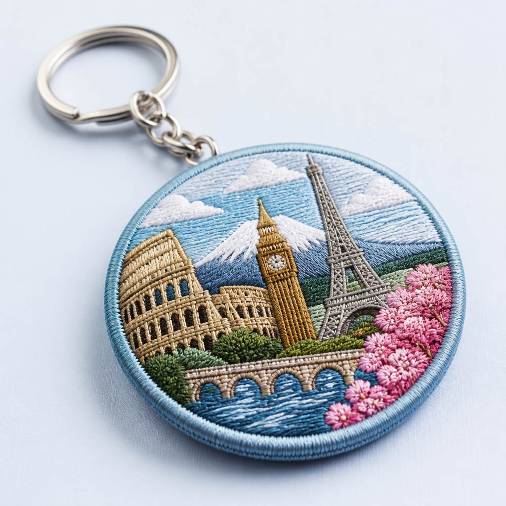 Travel Souvenir Embroidered Keychain