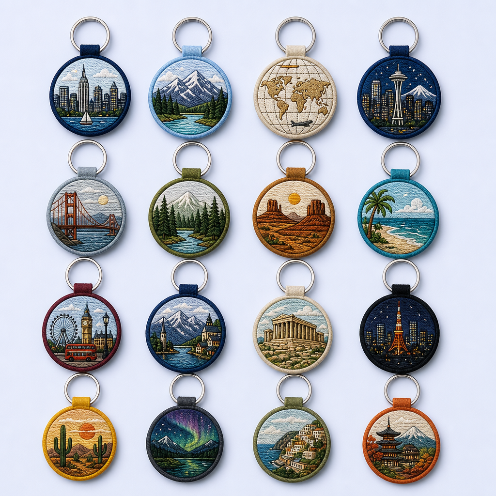Travel Souvenir Embroidered Keychain