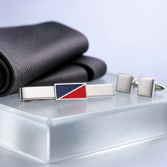 Custom Soft Enamel Tie Clip with Logo | Silver Plated Metal Tie Bar for Men Business Suit Wedding Groomsmen Gift