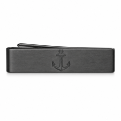 Custom Laser Engraved Tie Clip with Logo | Gunmetal Metal Tie Bar for Men Business Suit Wedding Groomsmen Gift