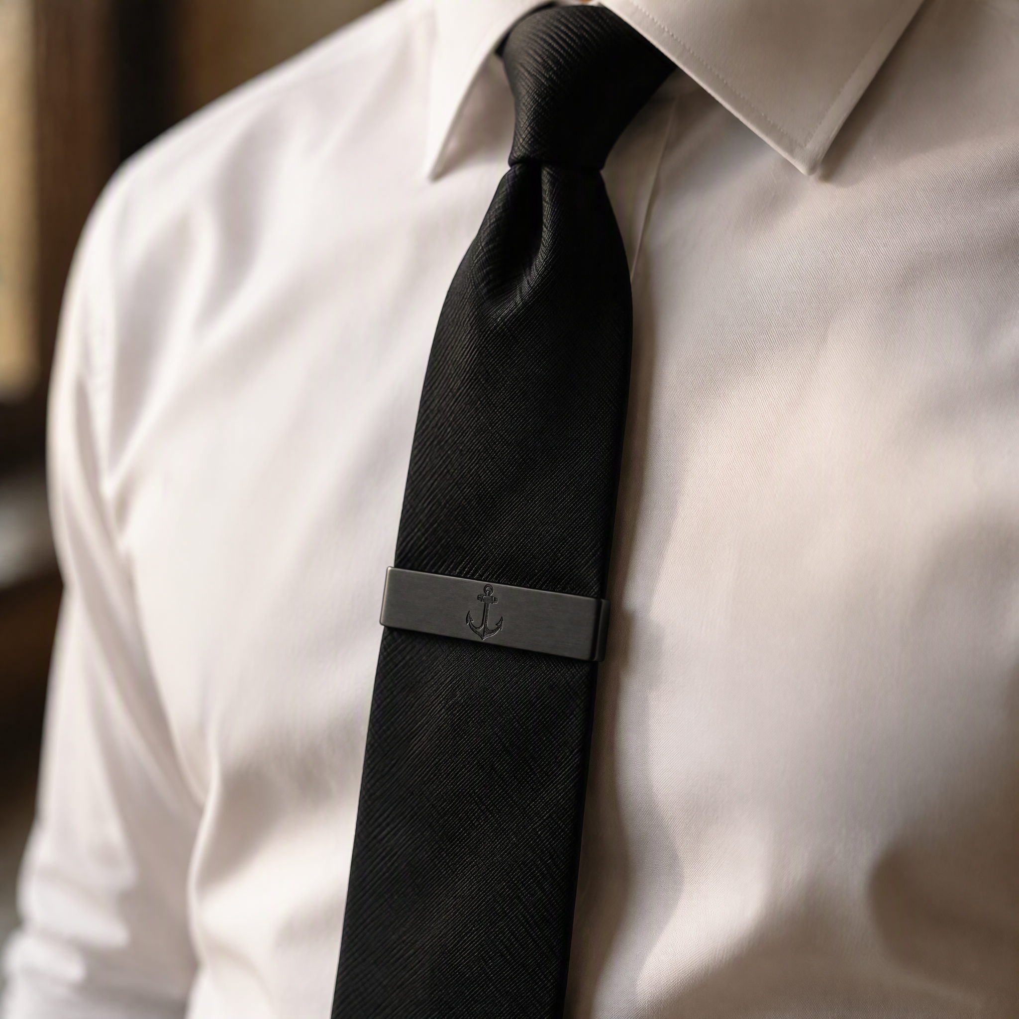 Custom Laser Engraved Tie Clip with Logo | Gunmetal Metal Tie Bar for Men Business Suit Wedding Groomsmen Gift
