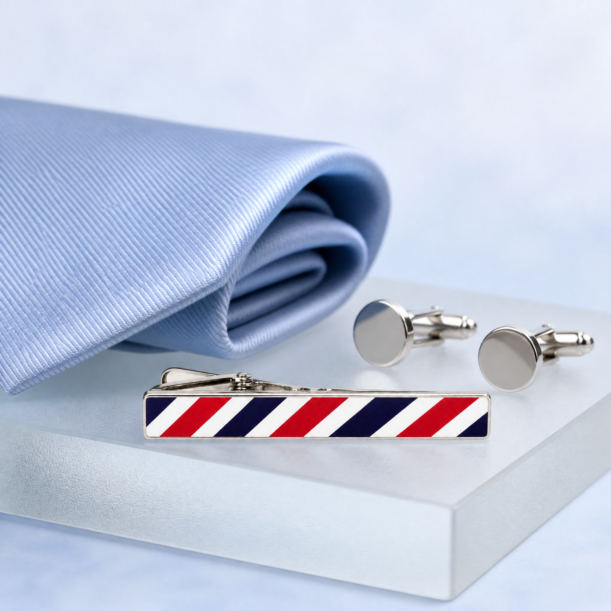 Custom Silk Screen Printed Tie Clip with Logo | Silver Metal Tie Bar for Men Business Suit Wedding Groomsmen Gift