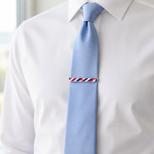 Custom Silk Screen Printed Tie Clip with Logo | Silver Metal Tie Bar for Men Business Suit Wedding Groomsmen Gift