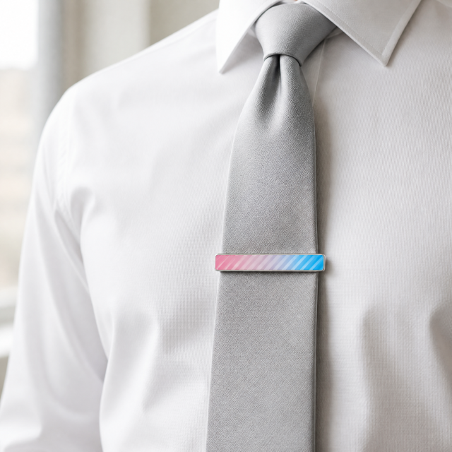 Custom UV Printed Tie Clip with Logo | Silver Metal Tie Bar for Men Business Suit Wedding Groomsmen Gift