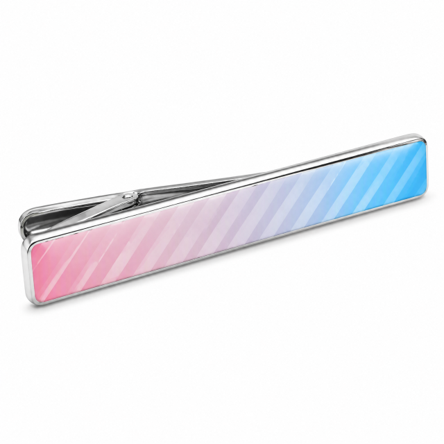 Custom UV Printed Tie Clip with Logo | Silver Metal Tie Bar for Men Business Suit Wedding Groomsmen Gift