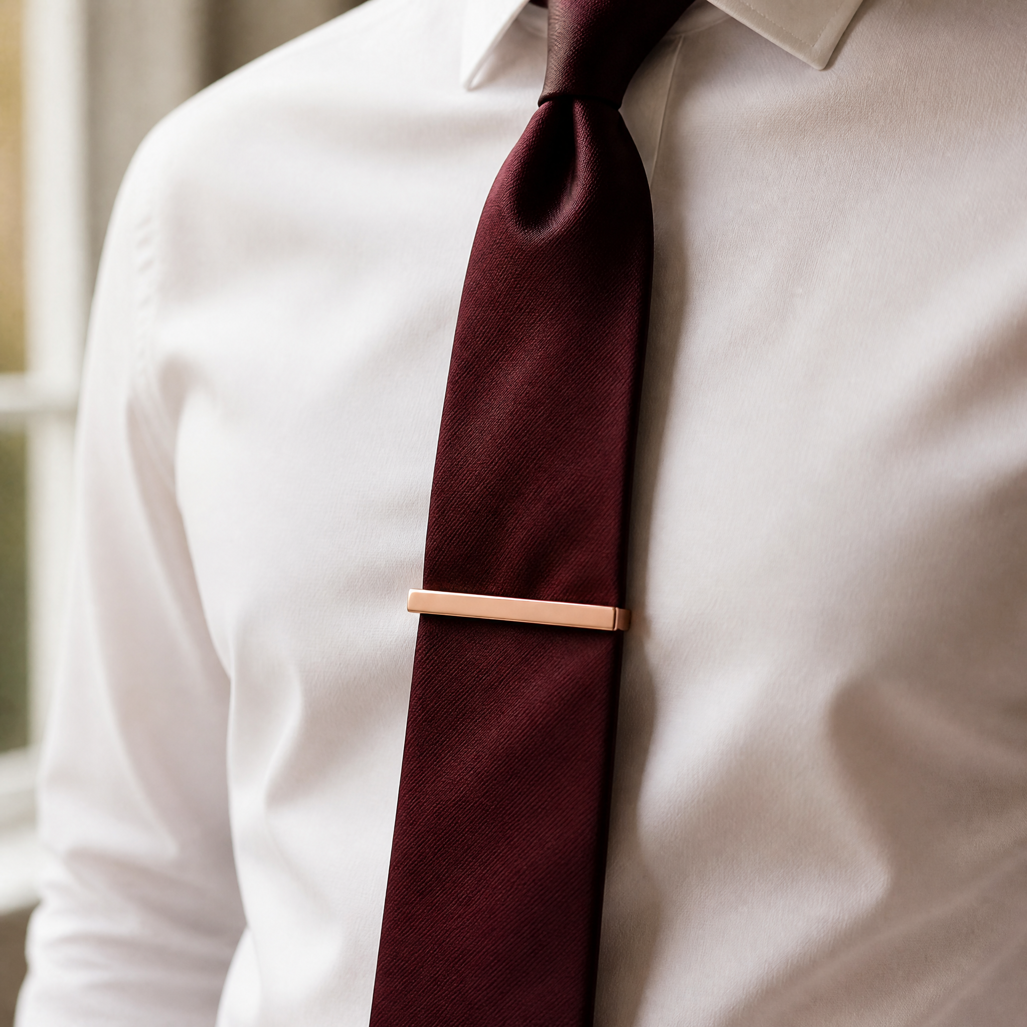 Custom Mirror Polished Plain Tie Clip | Rose Gold Metal Tie Bar for Men Business Suit Wedding Groomsmen Gift