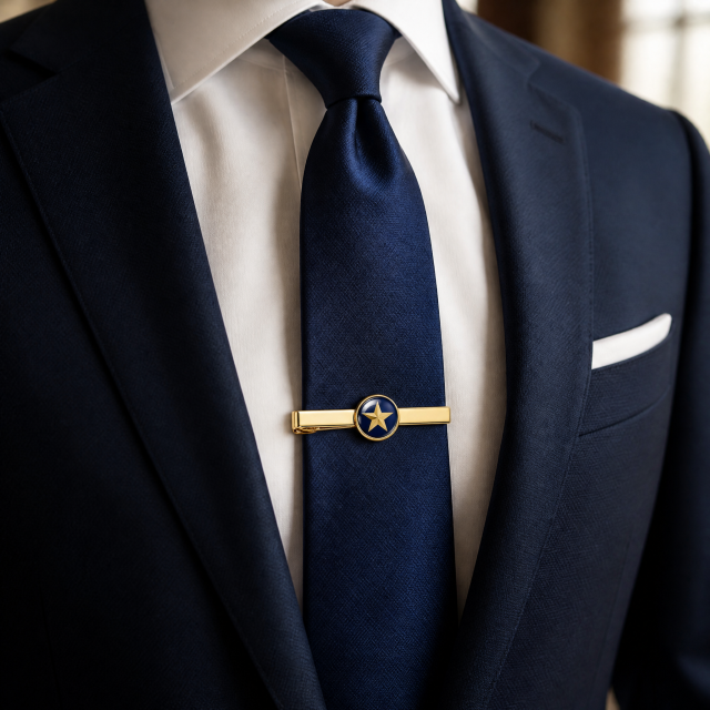 Custom Epoxy Domed Tie Clip with Logo | Gold Plated Metal Tie Bar for Men Business Suit Wedding Groomsmen Gift