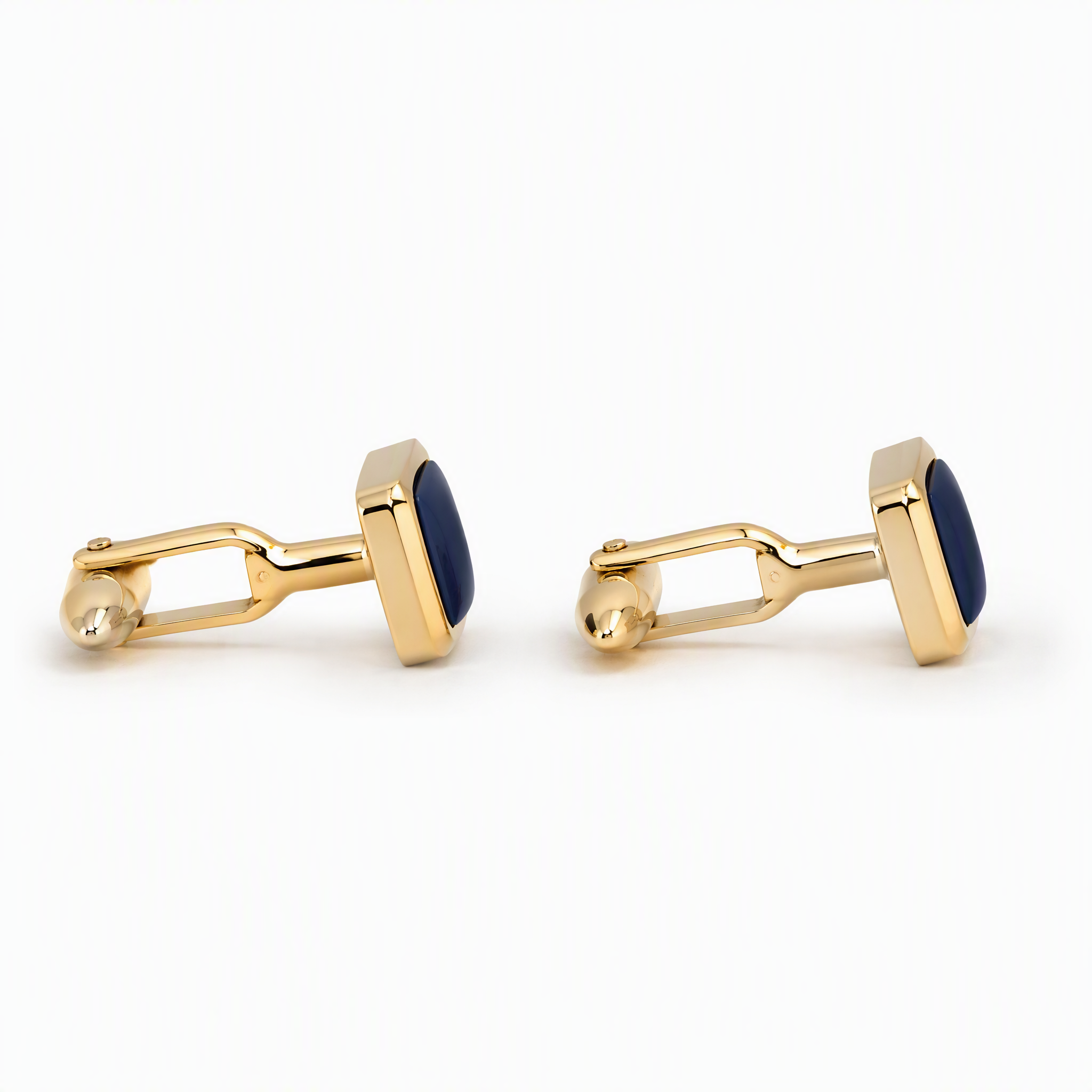Custom Navy Blue Enamel Cufflinks Square Gold Tone Metal Whale Back Formal Men Wedding Business Cuff Links