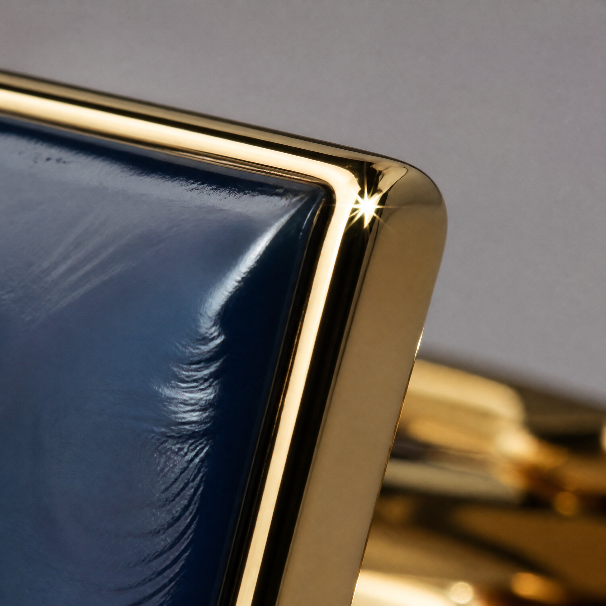 Custom Navy Blue Enamel Cufflinks Square Gold Tone Metal Whale Back Formal Men Wedding Business Cuff Links