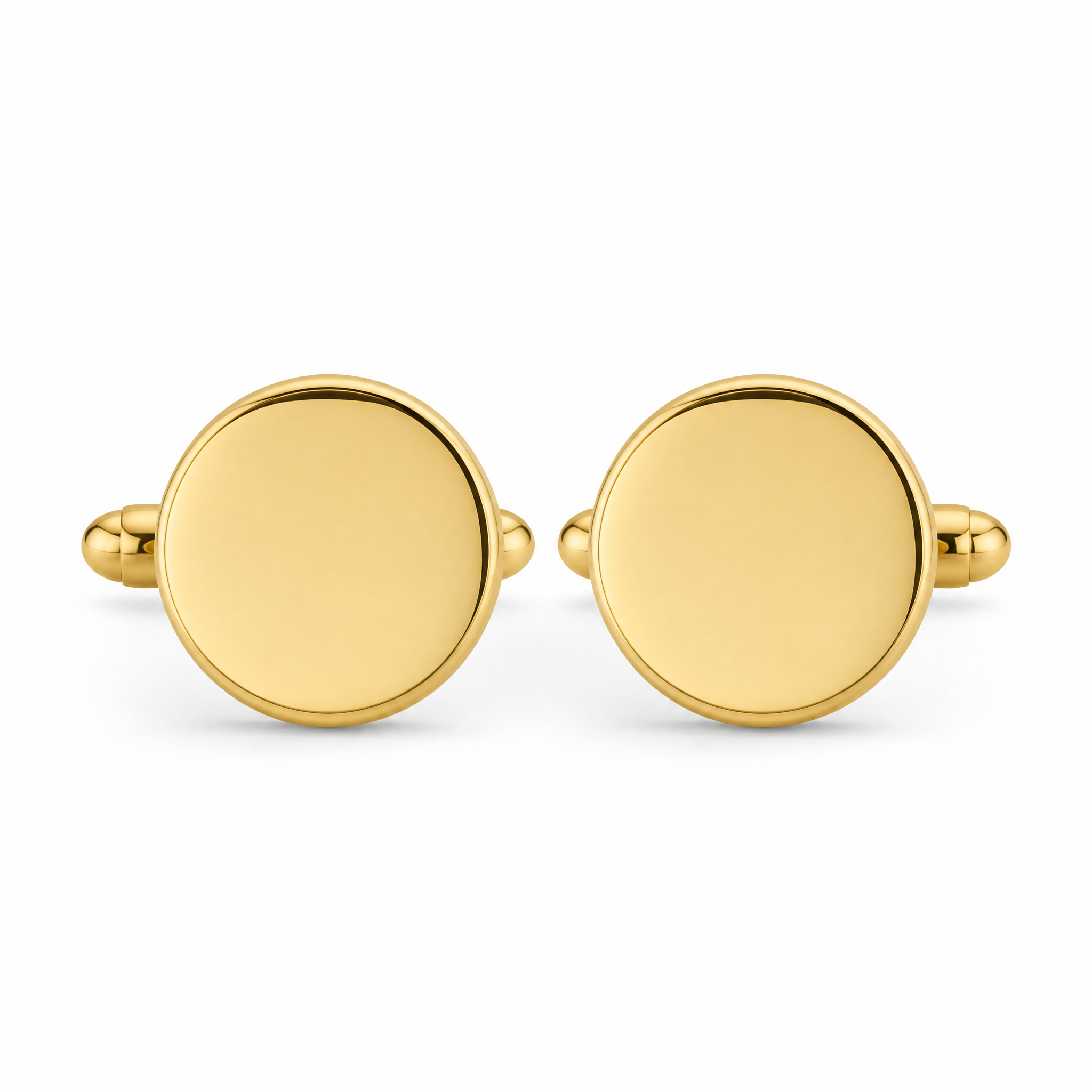 Custom Mirror Polished Gold Cufflinks Round Metal Bullet Back Formal Men Wedding Business Cuff Links