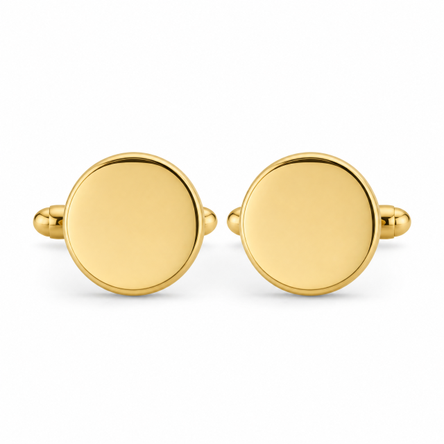 Custom Mirror Polished Gold Cufflinks Round Metal Bullet Back Formal Men Wedding Business Cuff Links