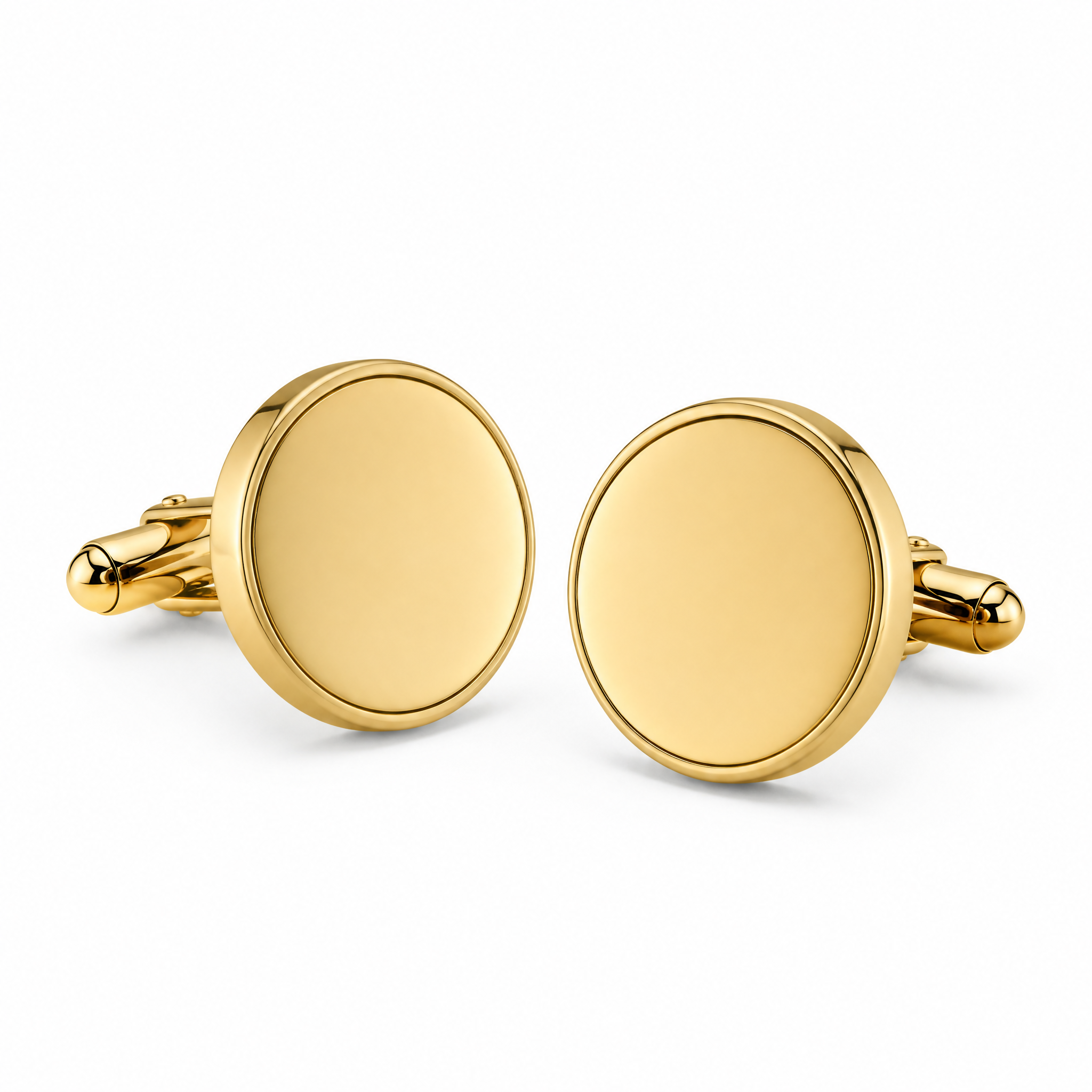 Custom Mirror Polished Gold Cufflinks Round Metal Bullet Back Formal Men Wedding Business Cuff Links