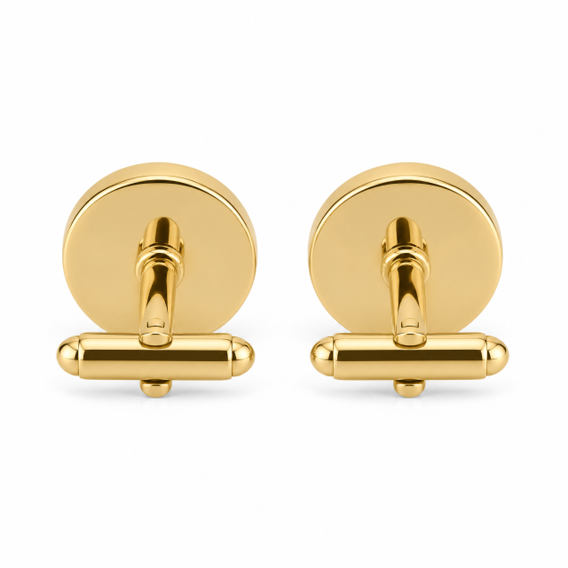 Custom Mirror Polished Gold Cufflinks Round Metal Bullet Back Formal Men Wedding Business Cuff Links