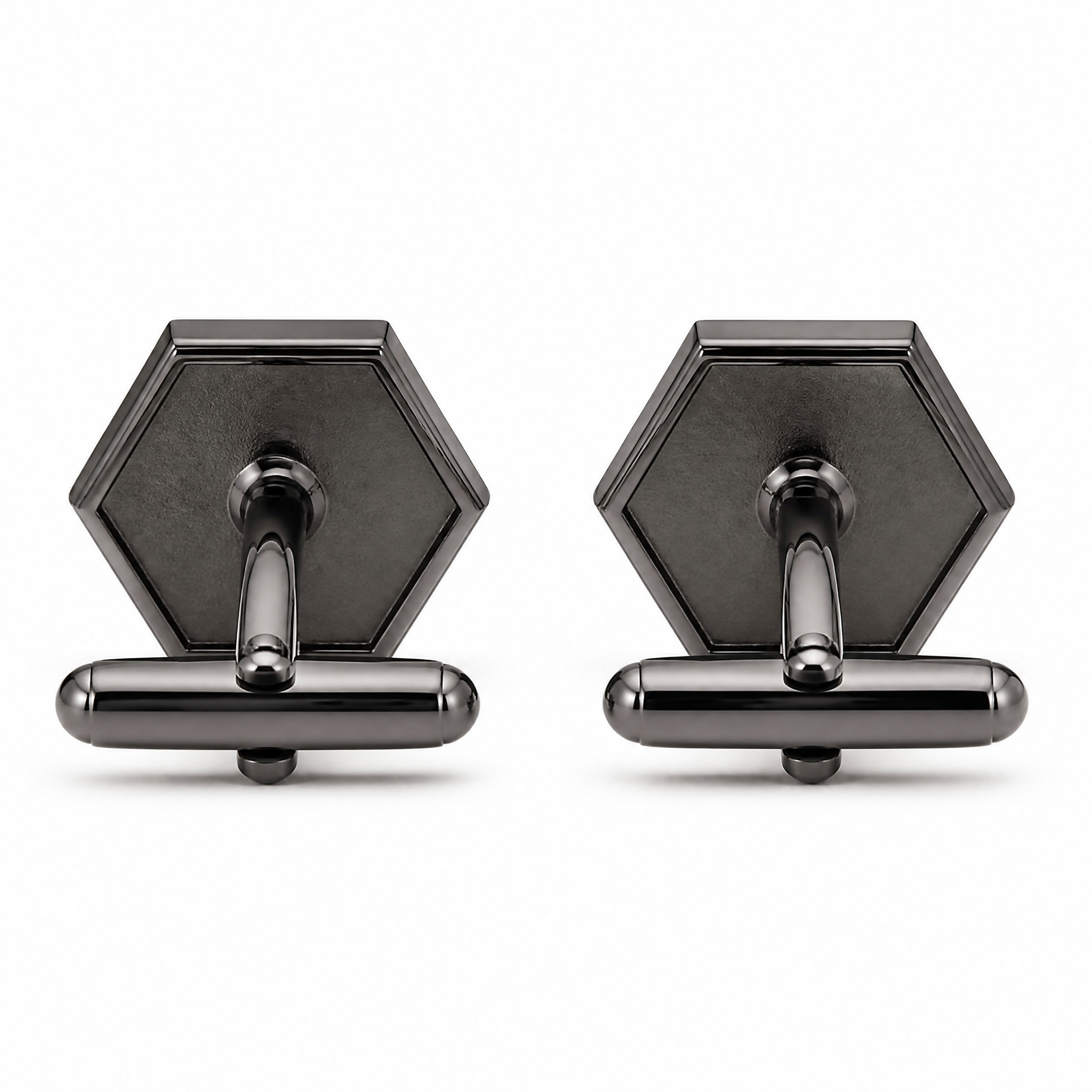 Custom Die Cast Cufflinks Hexagonal Zinc Alloy Gunmetal Embossed Whale Back Men Formal Wedding Business Cuff Links