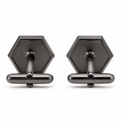 Custom Die Cast Cufflinks Hexagonal Zinc Alloy Gunmetal Embossed Whale Back Men Formal Wedding Business Cuff Links