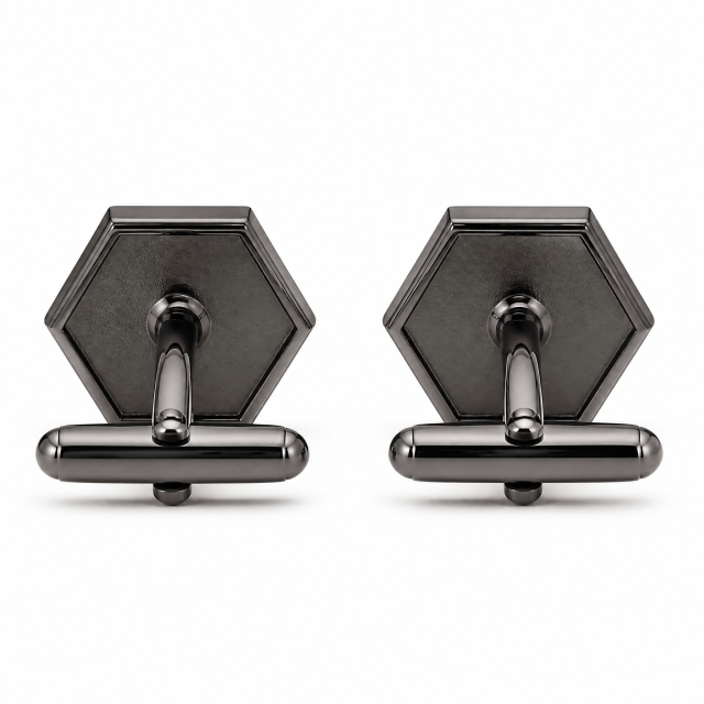 Custom Die Cast Cufflinks Hexagonal Zinc Alloy Gunmetal Embossed Whale Back Men Formal Wedding Business Cuff Links