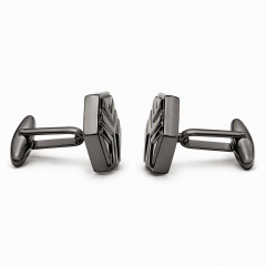 Custom Die Cast Cufflinks Hexagonal Zinc Alloy Gunmetal Embossed Whale Back Men Formal Wedding Business Cuff Links