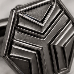 Custom Die Cast Cufflinks Hexagonal Zinc Alloy Gunmetal Embossed Whale Back Men Formal Wedding Business Cuff Links