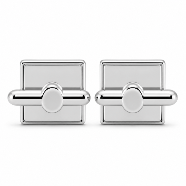 Custom Magnetic Cufflinks Square Silver Mirror Polished Two Piece Snap Men Formal Wedding Business Cuff Links