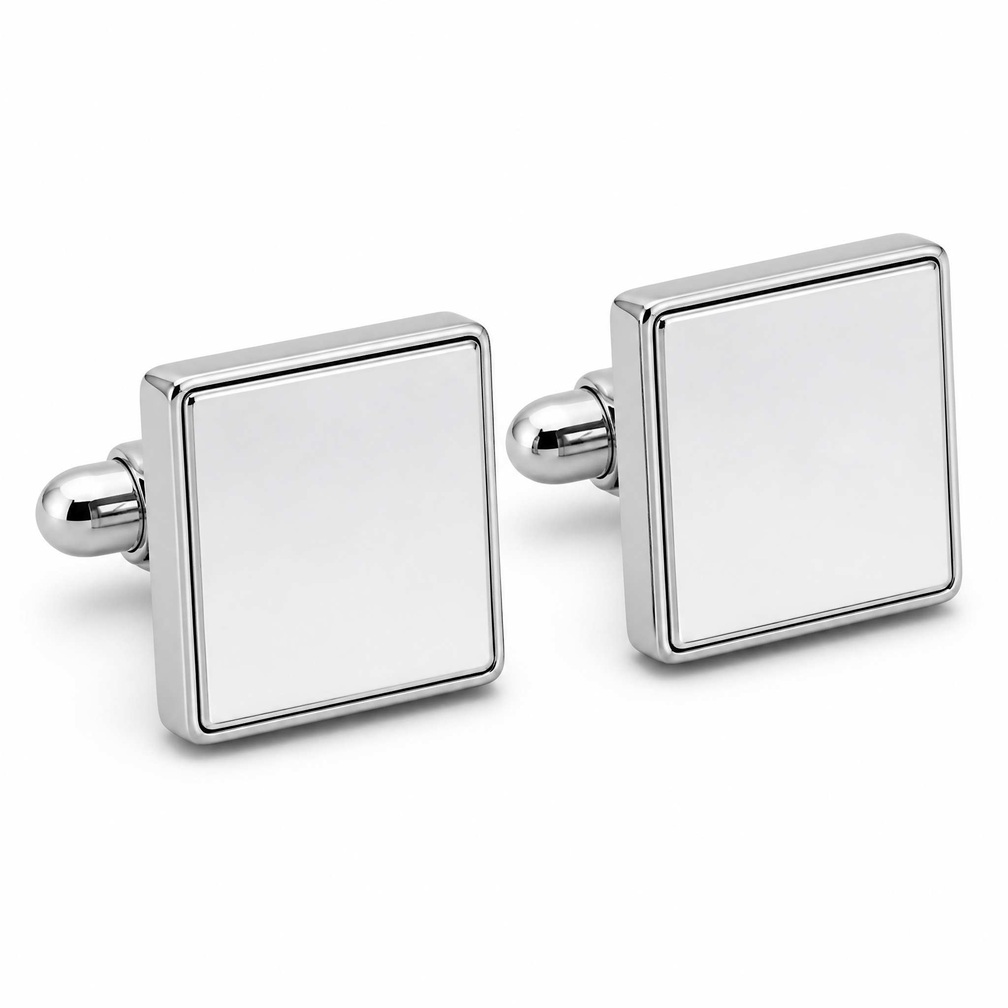 Custom Magnetic Cufflinks Square Silver Mirror Polished Two Piece Snap Men Formal Wedding Business Cuff Links