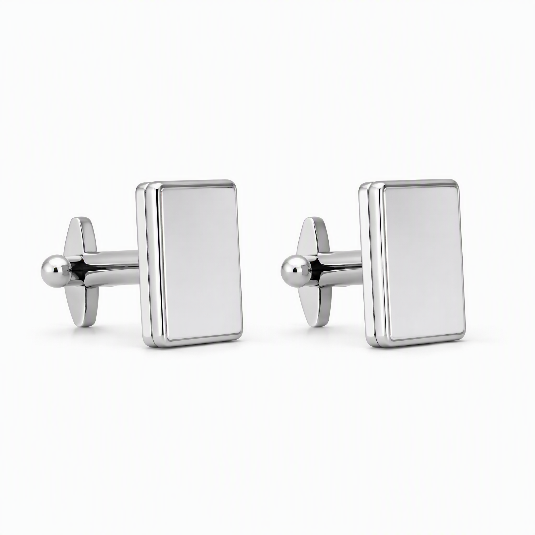 Custom Magnetic Cufflinks Square Silver Mirror Polished Two Piece Snap Men Formal Wedding Business Cuff Links