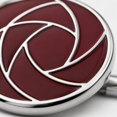 Custom Soft Enamel Cufflinks Round Burgundy Silver Metal Separations Whale Back Men Formal Wedding Cuff Links