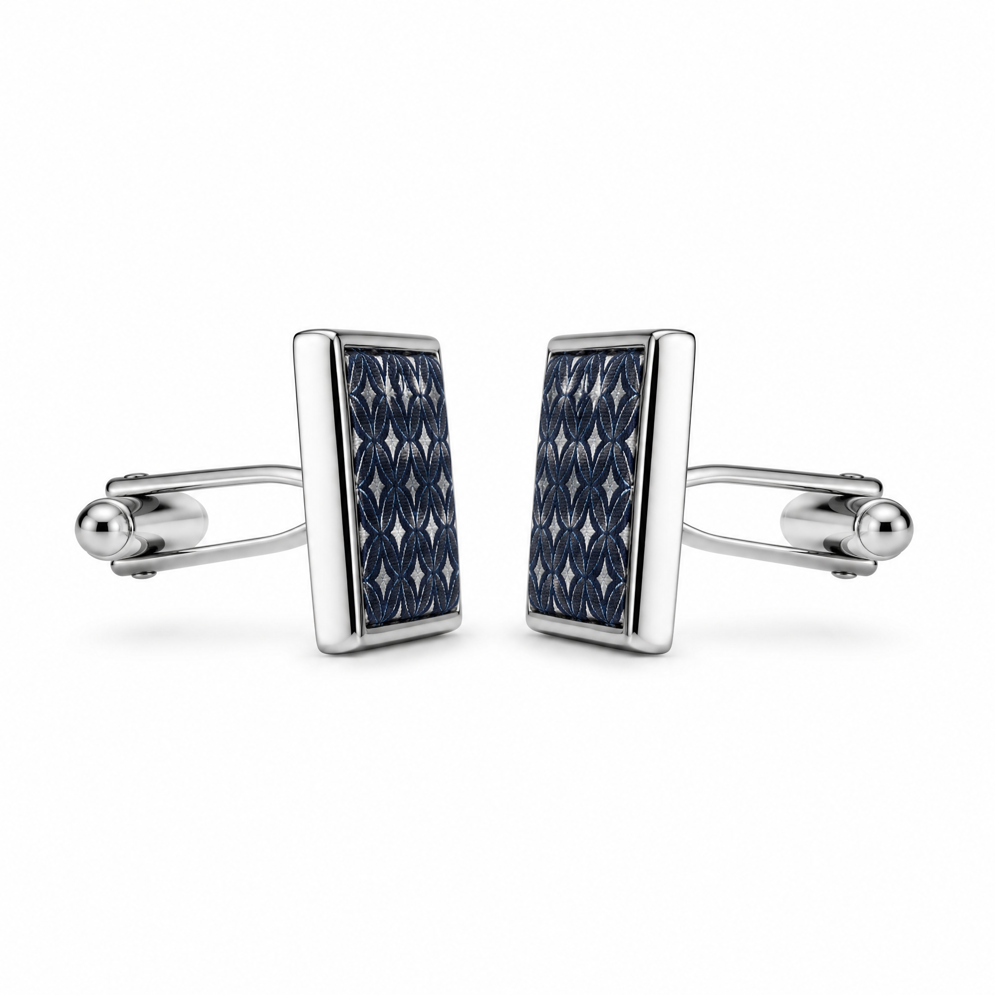 Custom Silk Print Cufflinks Square Silver Metal Logo Emblem Whale Back Men Formal Wedding Business Cuff Links