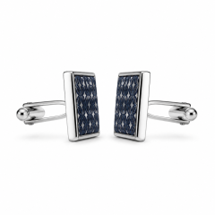 Custom Silk Print Cufflinks Square Silver Metal Logo Emblem Whale Back Men Formal Wedding Business Cuff Links