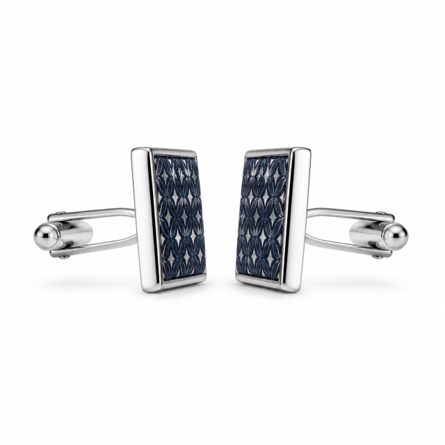 Custom Silk Print Cufflinks Square Silver Metal Logo Emblem Whale Back Men Formal Wedding Business Cuff Links