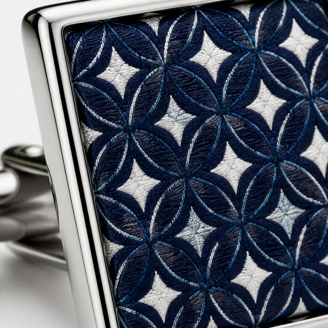 Custom Silk Print Cufflinks Square Silver Metal Logo Emblem Whale Back Men Formal Wedding Business Cuff Links