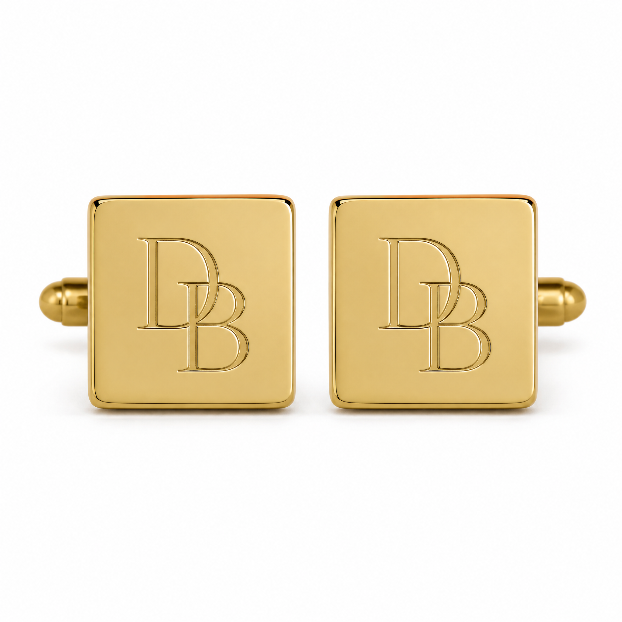 Custom Laser Engraved Cufflinks Square Gold Monogram Initials Whale Back Men Formal Wedding Business Cuff Links