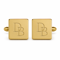 Custom Laser Engraved Cufflinks Square Gold Monogram Initials Whale Back Men Formal Wedding Business Cuff Links