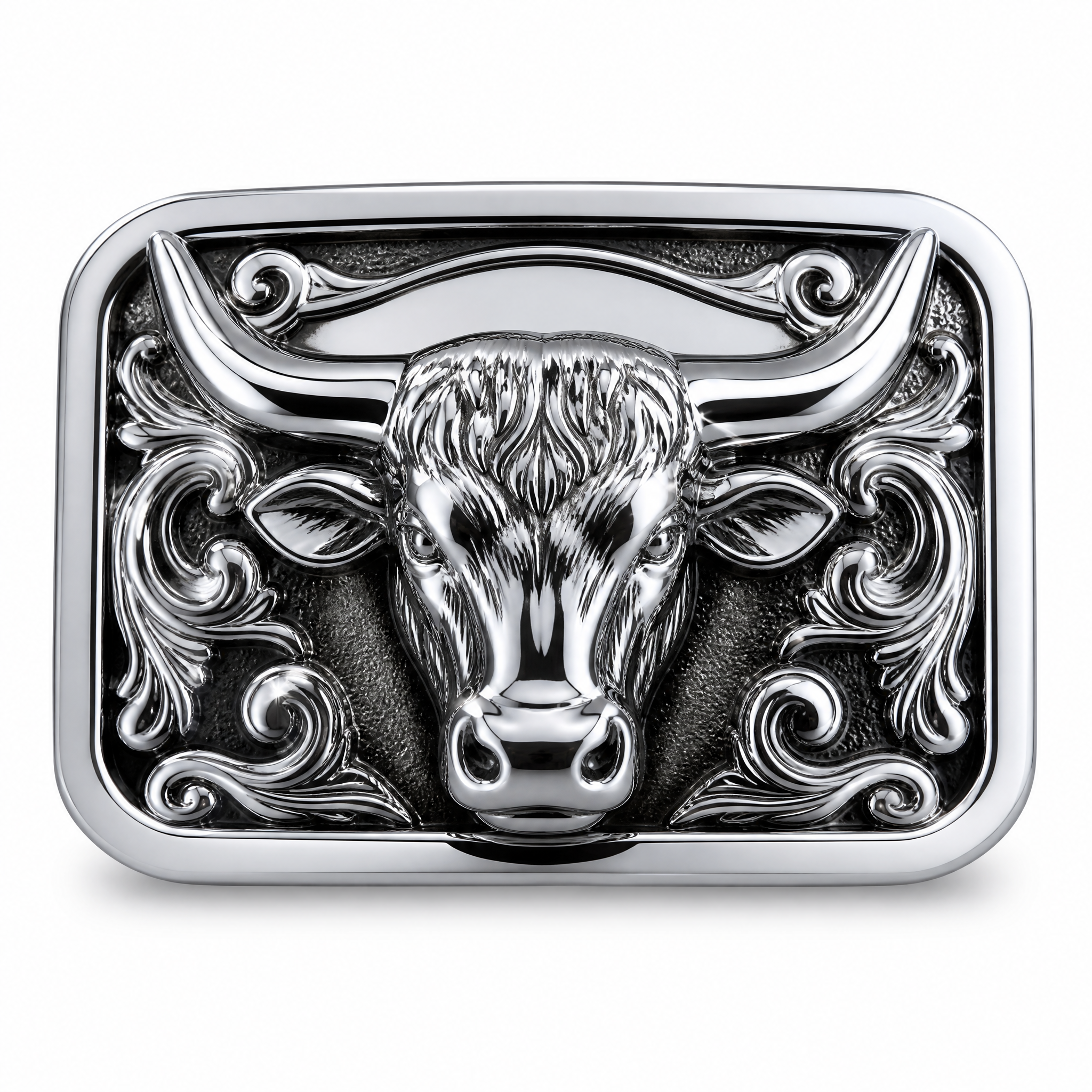 Mirror Polished Zinc Alloy Western Bull Head Belt Buckle Custom OEM Cowboy Belt Buckle