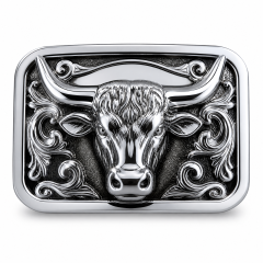 Mirror Polished Zinc Alloy Western Bull Head Belt Buckle Custom OEM Cowboy Belt Buckle