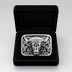 Mirror Polished Zinc Alloy Western Bull Head Belt Buckle Custom OEM Cowboy Belt Buckle