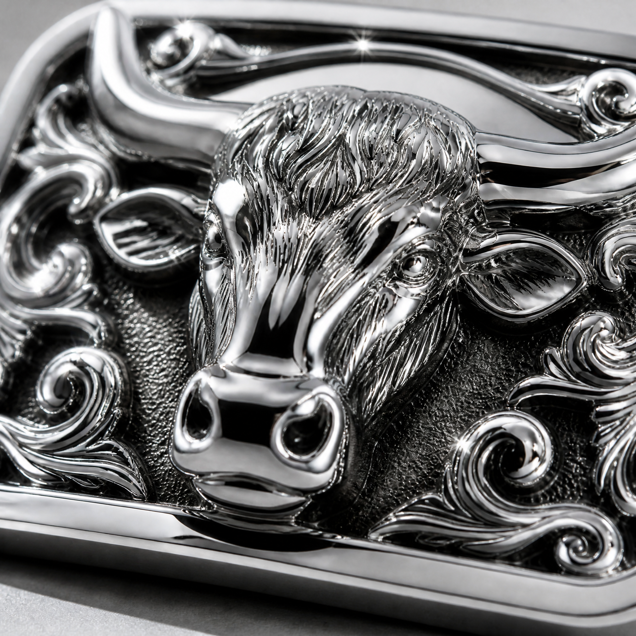 Mirror Polished Zinc Alloy Western Bull Head Belt Buckle Custom OEM Cowboy Belt Buckle