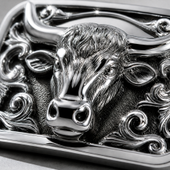 Mirror Polished Zinc Alloy Western Bull Head Belt Buckle Custom OEM Cowboy Belt Buckle