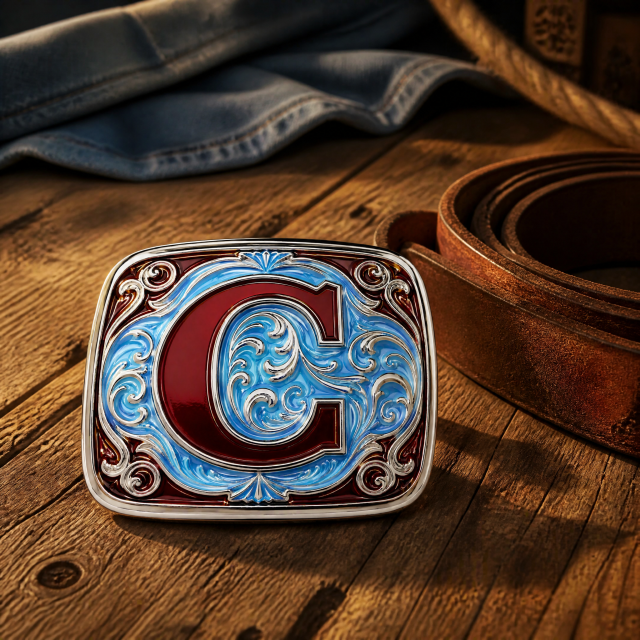 Custom Enamel Initial Letter Belt Buckle Zinc Alloy Personalized A-Z OEM Cowboy Belt Buckle