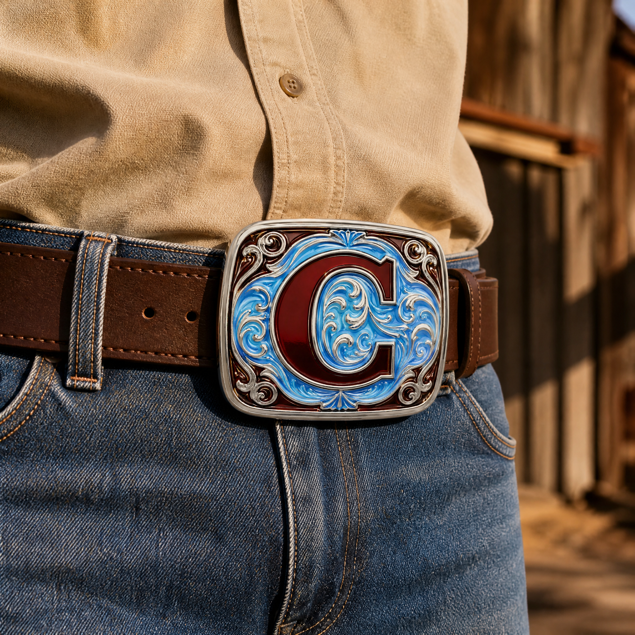 Custom Enamel Initial Letter Belt Buckle Zinc Alloy Personalized A-Z OEM Cowboy Belt Buckle