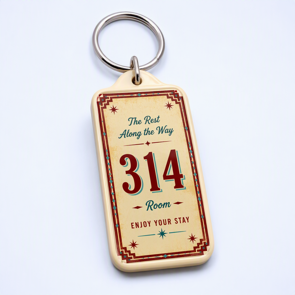 Custom Motel Keychain uv dtf Decal Clear Glitter Motel Keychain Blank Plastic Retro Motel Key Chain Acrylic Keyring Luggage Tags