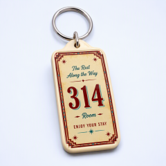 Custom Retro Motel Keychain - UV Full-Color Print Plastic Motel Key Tag - Personalized Hotel Keychain - STANDARD GIFTS