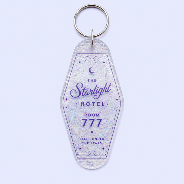 Custom Motel Keychain uv dtf Decal Clear Glitter Motel Keychain Blank Plastic Retro Motel Key Chain Acrylic Keyring Luggage Tags