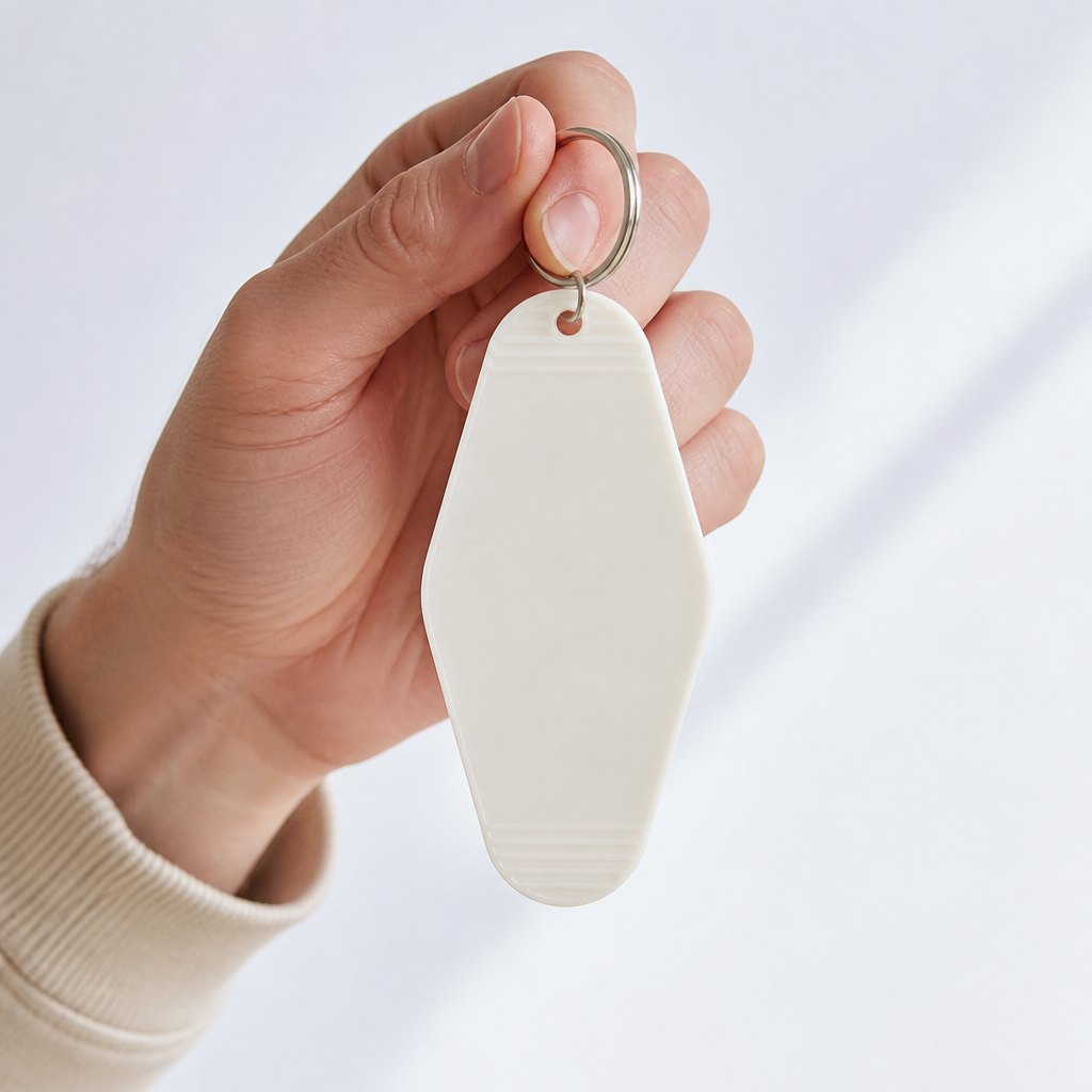 Blank Motel Keychain - Solid Color Acrylic Retro Key Tag - UV Print Ready - Custom Bulk Order - STANDARD GIFTS