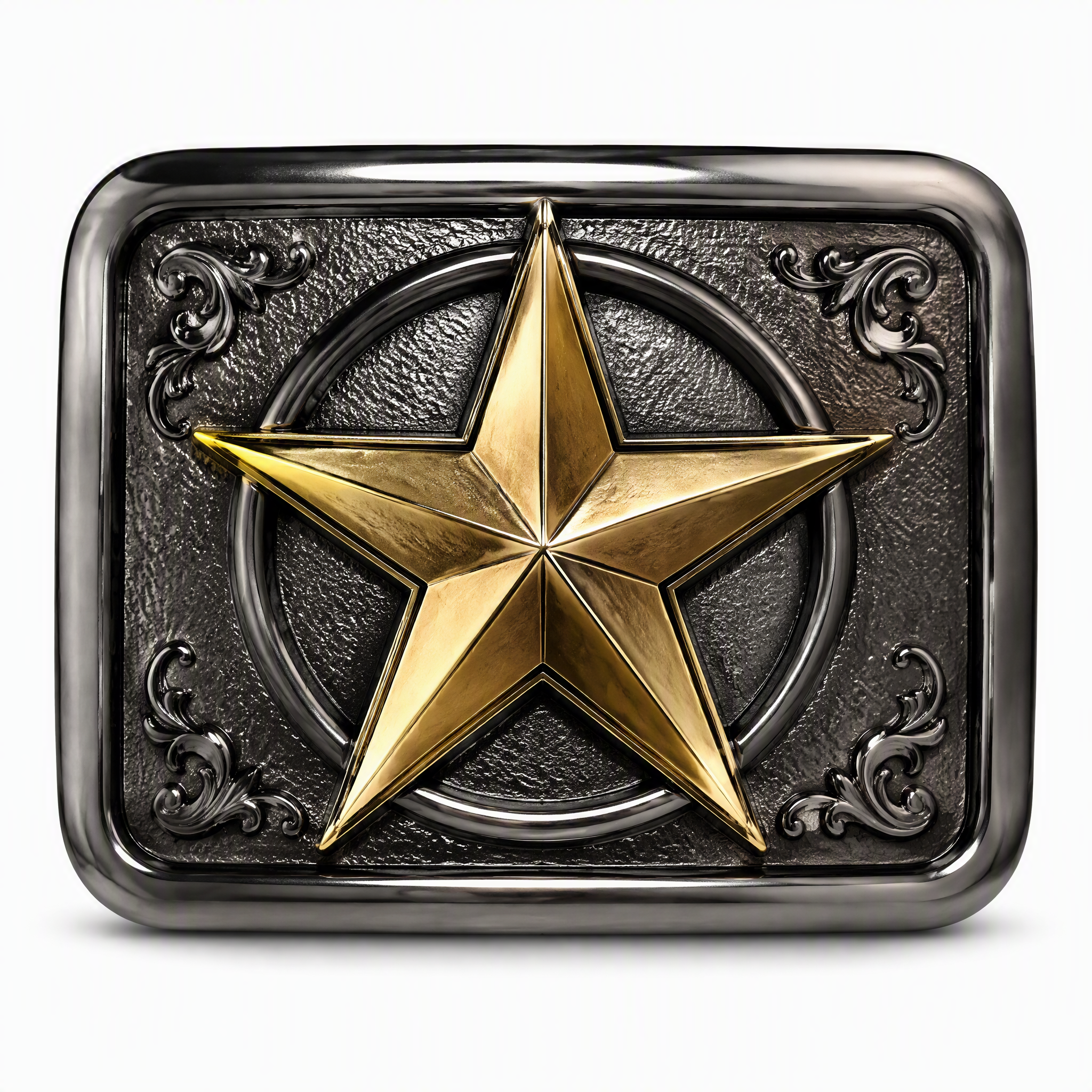 Gunmetal Gold Plated Western Star Belt Buckle Zinc Alloy Two-Tone Brushed OEM Cowboy Belt Buckle