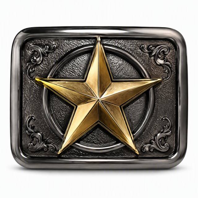 Gunmetal Gold Plated Western Star Belt Buckle Zinc Alloy Two-Tone Brushed OEM Cowboy Belt Buckle